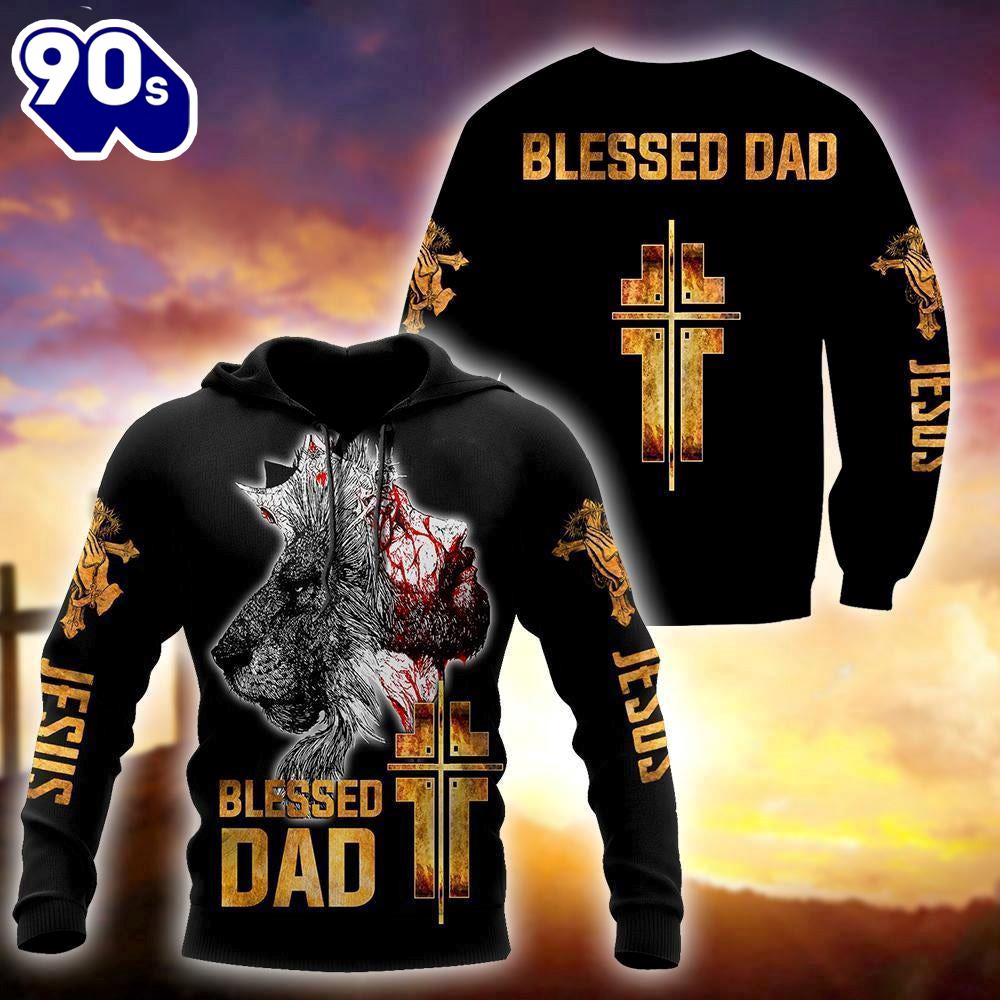 Blessed Dad God Loves Me Lion Protects Me God 3D Hoodie Blessed Dad God Loves Me Lion Protects Me God 3D Hoodie