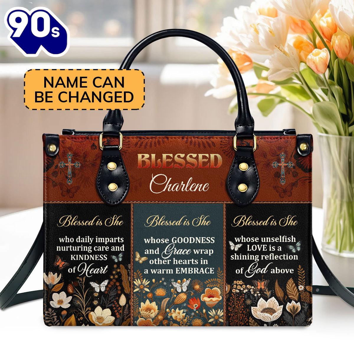 Blessed Is She Personalized Leather Handbag , Christian Bags Gift For Women Christmas Blessed Is She Personalized Leather Handbag , Christian Bags Gift For Women Christmas