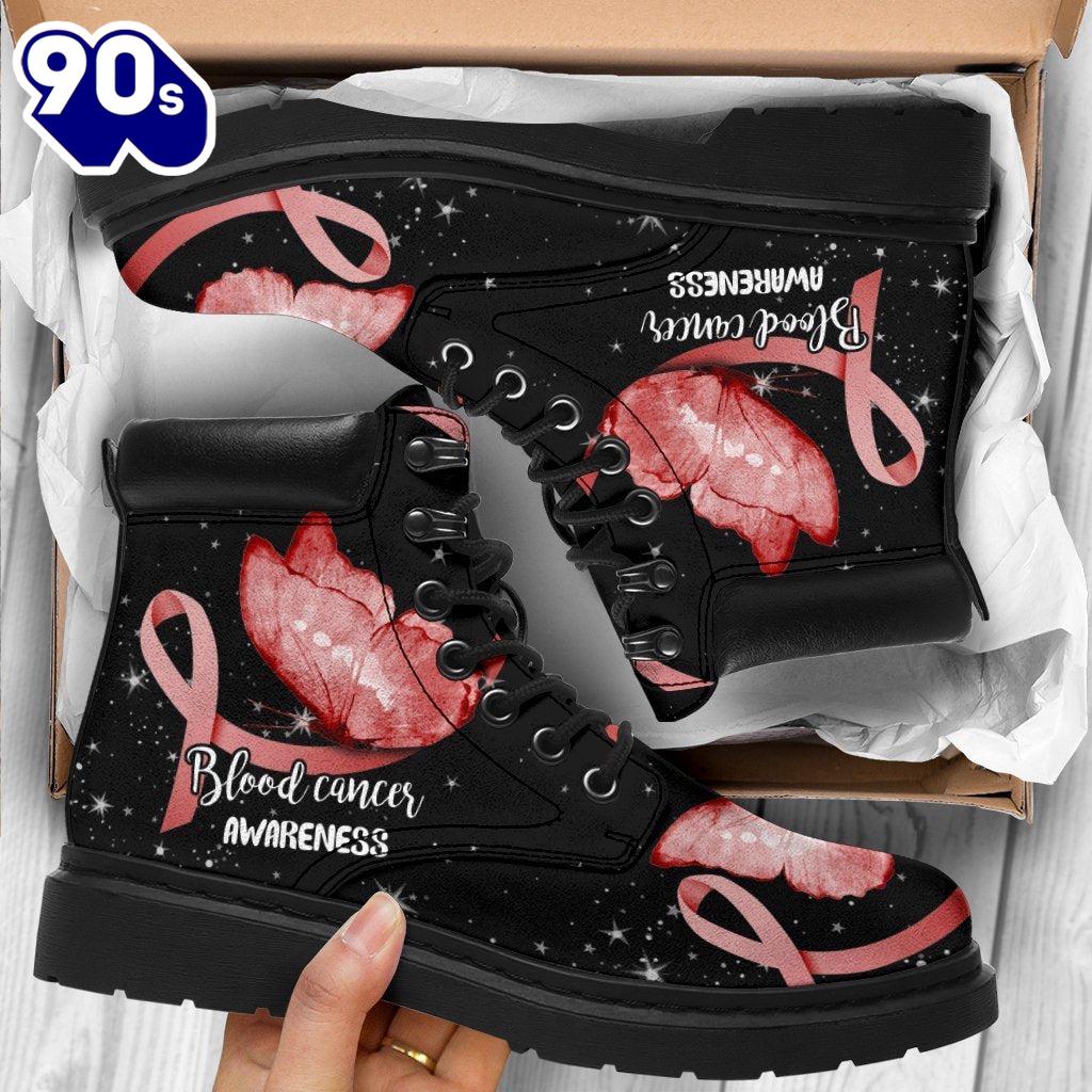 Blood Cancer Awareness Leather Boots Ribbon Butterfly Shoes Gift Blood Cancer Awareness Leather Boots Ribbon Butterfly Shoes Gift