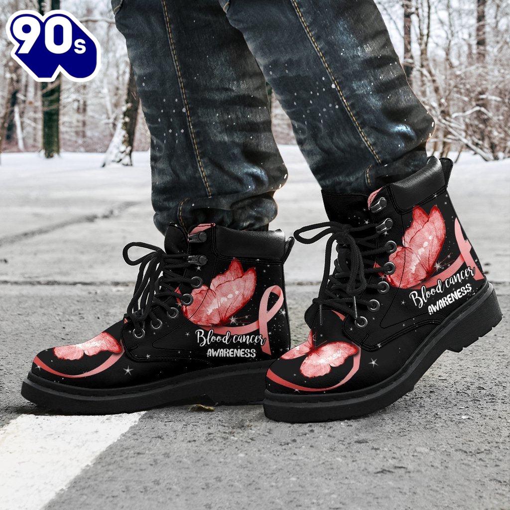 Blood Cancer Awareness Leather Boots Ribbon Butterfly Shoes Gift Blood Cancer Awareness Leather Boots Ribbon Butterfly Shoes Gift