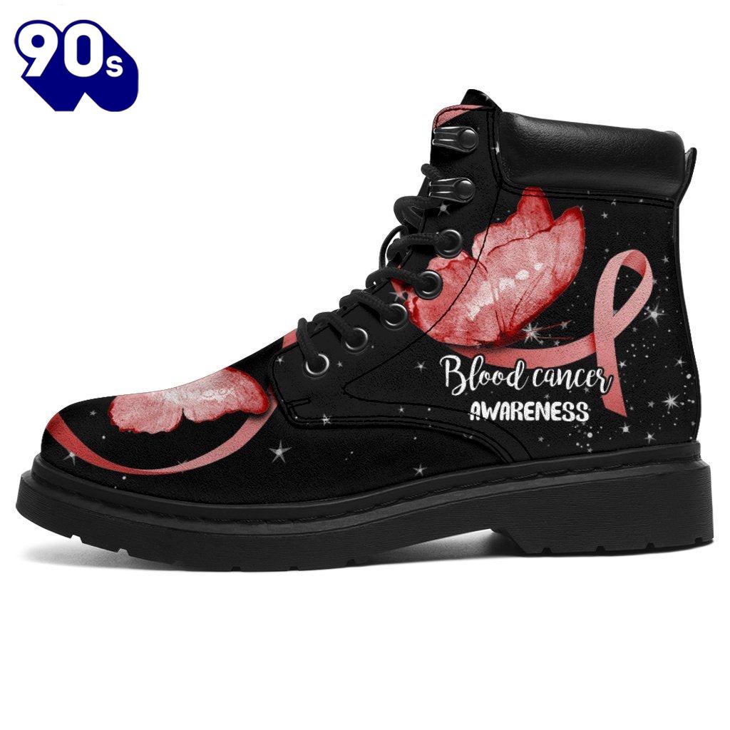 Blood Cancer Awareness Leather Boots Ribbon Butterfly Shoes Gift Blood Cancer Awareness Leather Boots Ribbon Butterfly Shoes Gift
