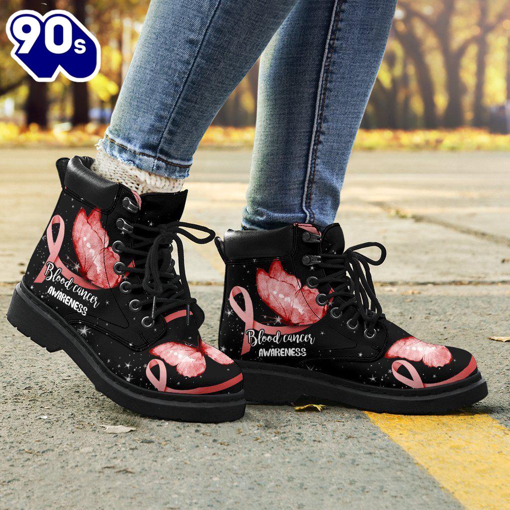 Blood Cancer Awareness Leather Boots Ribbon Butterfly Shoes Gift Blood Cancer Awareness Leather Boots Ribbon Butterfly Shoes Gift