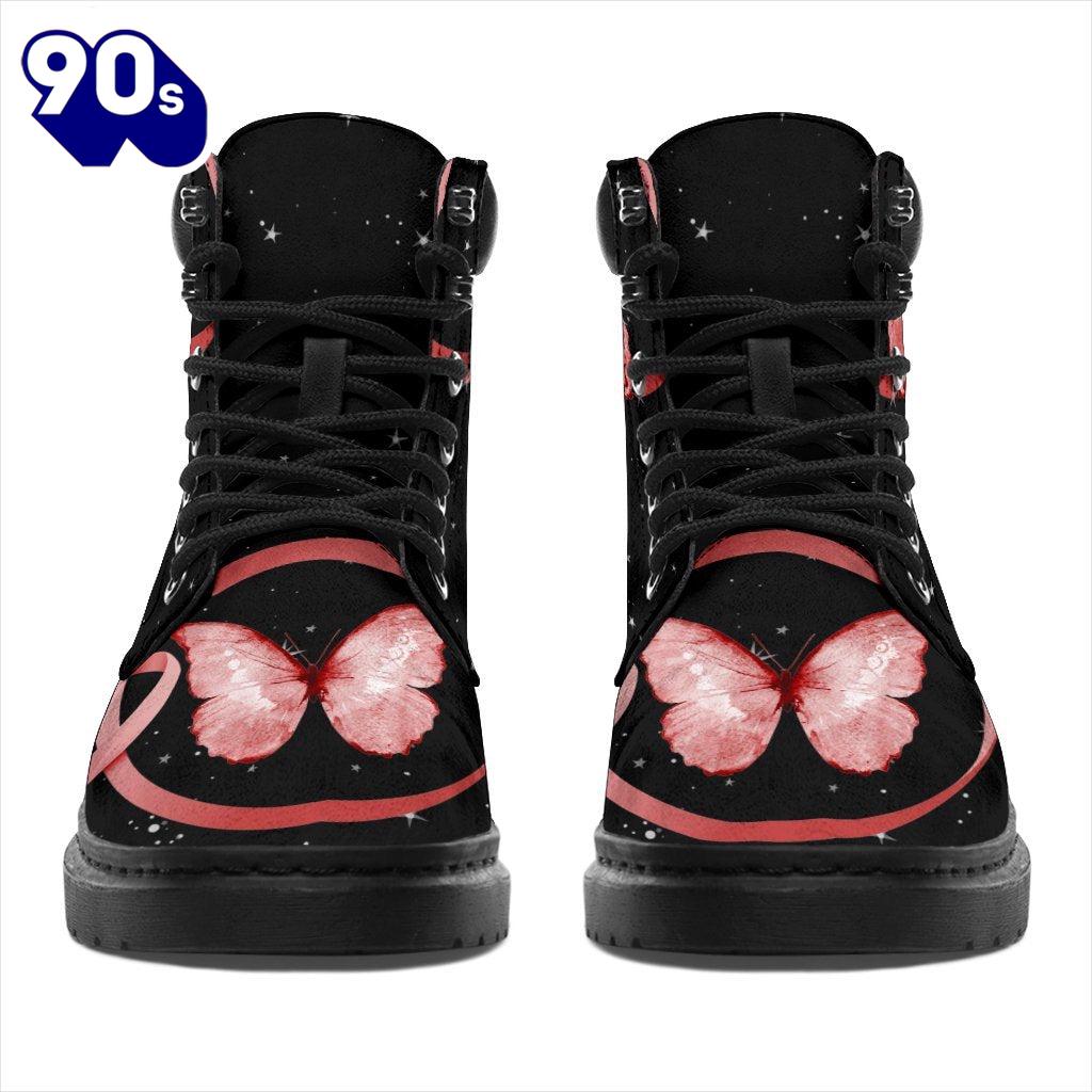 Blood Cancer Awareness Leather Boots Ribbon Butterfly Shoes Gift Blood Cancer Awareness Leather Boots Ribbon Butterfly Shoes Gift