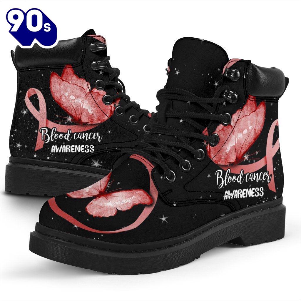 Blood Cancer Awareness Leather Boots Ribbon Butterfly Shoes Gift Blood Cancer Awareness Leather Boots Ribbon Butterfly Shoes Gift