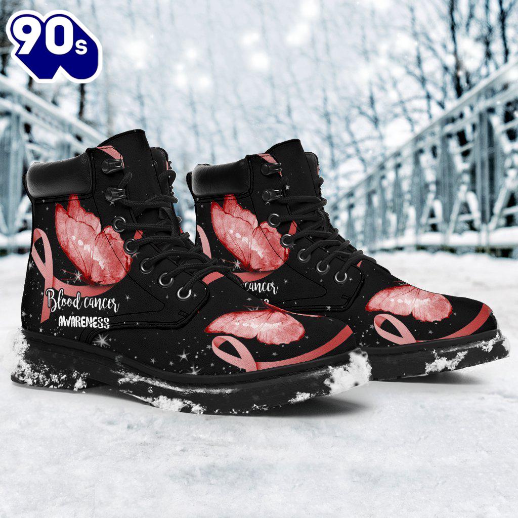 Blood Cancer Awareness Leather Boots Ribbon Butterfly Shoes Gift Blood Cancer Awareness Leather Boots Ribbon Butterfly Shoes Gift