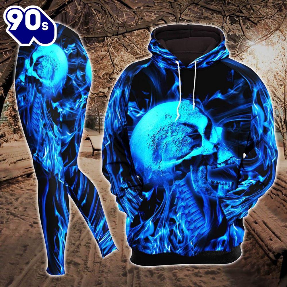 Blue Abstract Skeleton Combo Hoodie And Leggings Blue Abstract Skeleton Combo Hoodie And Leggings