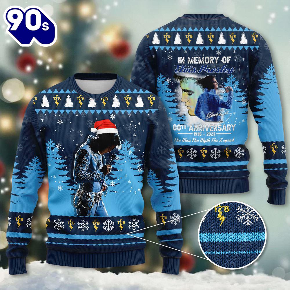 Blue Christmas Elvis Presley 3D Ugly Sweater Gift Xmas Blue Christmas Elvis Presley 3D Ugly Sweater Gift Xmas