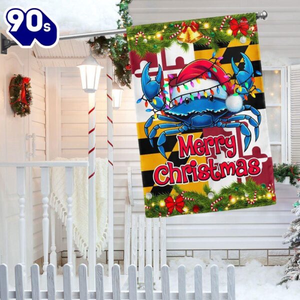 Blue Crab Merry Christmas Maryland Flag  Decorate For Christmas