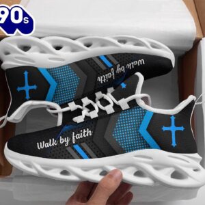 Christian Running,   Blue Jesus Walk By Faith Running Shoes Max Soul Shoes For Men And Women