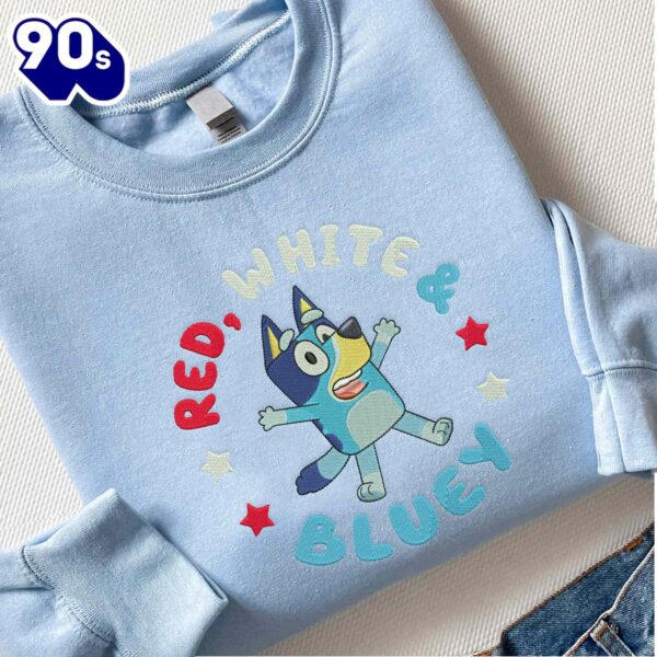 Bluey Cartoon Embroidered Sweatshirt Fashion Style For Man And Women