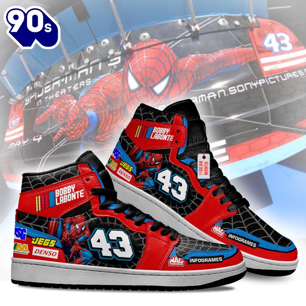 Bobby Labonte J1 Shoes Custom Spiderman #43 Sneakers Bobby Labonte J1 Shoes Custom Spiderman #43 Sneakers