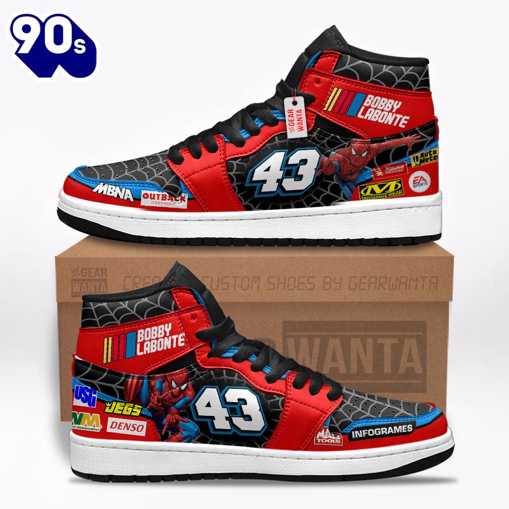 Bobby Labonte J1 Shoes Custom Spiderman #43 Sneakers Bobby Labonte J1 Shoes Custom Spiderman #43 Sneakers