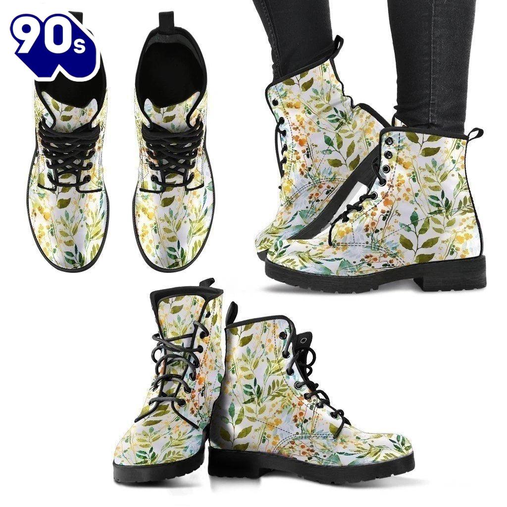 Boho Floral Women's Leather Leather Boots Shoes Gifts Idea Boho Floral Women's Leather Leather Boots Shoes Gifts Idea