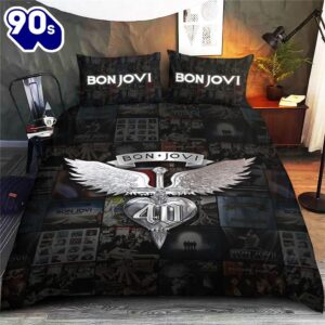 Bon Jovi Music Black Color Bedding Set Decor Home