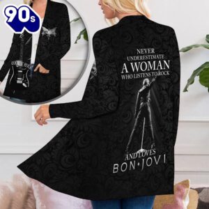 Bon Jovi Women’s Patch Pocket Cardigan For Fans