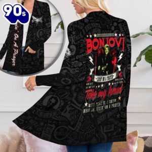 Bon Jovi Women’s Patch Pocket Cardigan Gift Christmas