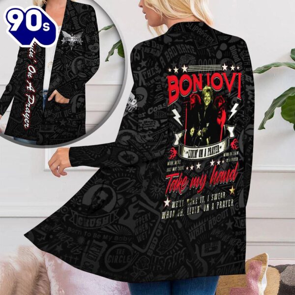 Bon Jovi Women’s Patch Pocket Cardigan Gift Christmas