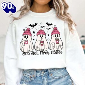 Boo But First Coffee Shirt, Halloween Shirt, Halloween Boo Shirt Gift Xmas