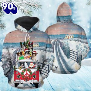 Border Collie Santa Christmas Hoodie All Over Print  , Pet Christmas 3d Shirt
