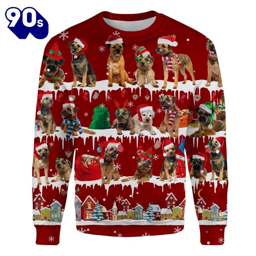Border Terrier Snow Winter Festive Celebration In Cool Design Ugly Christmas Sweater Border Terrier Snow Winter Festive Celebration In Cool Design Ugly Christmas Sweater