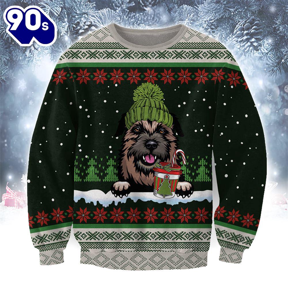 Border Terrier With Snow And Christmas Ugly Sweater Border Terrier With Snow And Christmas Ugly Sweater