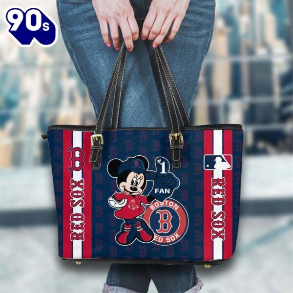 Boston Red Sox Mlb Minnie Women Leather Tote Bag