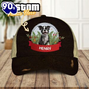 Boston Terrier Dog Playful In The Bushes 3D Cap  For Lover Dogs