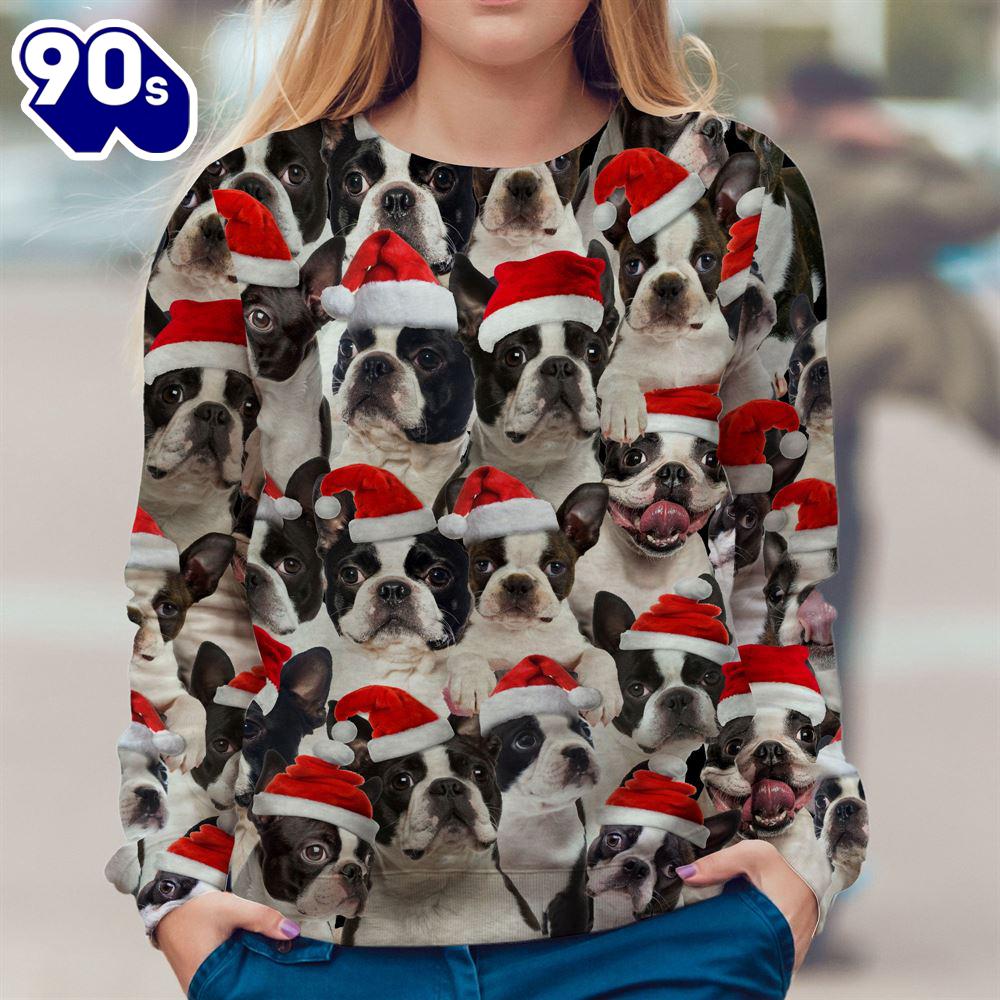 Boston Terrier Merry Christmas Ugly Premium Sweater Boston Terrier Merry Christmas Ugly Premium Sweater