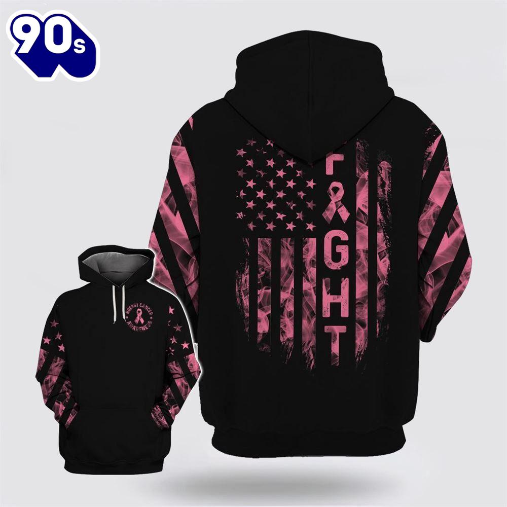 Breast Cancer Awareness Fight American Flag Pink Black Hoodie Breast Cancer Awareness Fight American Flag Pink Black Hoodie