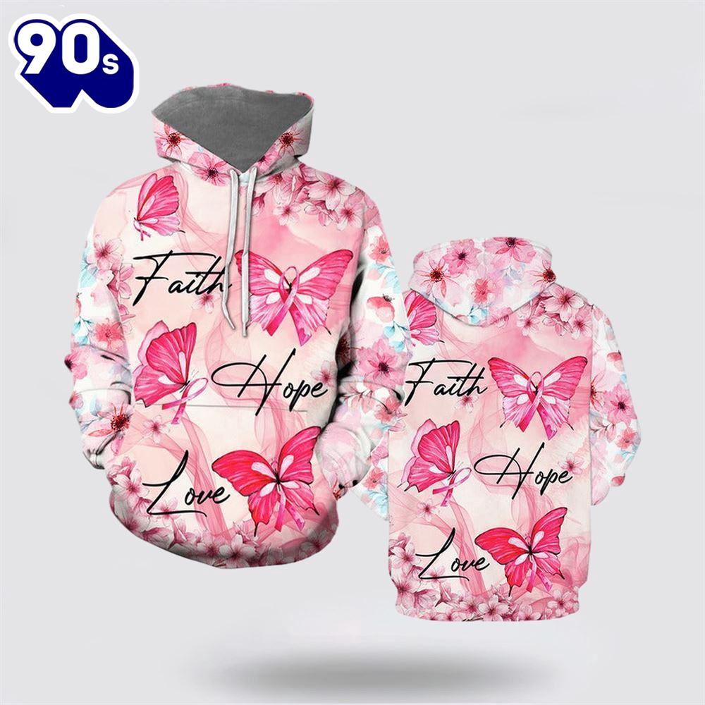 Breast Cancer Butterfly Faith Hope Love All Over Print Hoodie Breast Cancer Butterfly Faith Hope Love All Over Print Hoodie