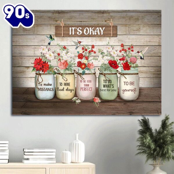 Brilliant Flower Painting Colorful Hummingbird Canvas It’s Okay To Make Mistakes Canvas Wall Art  Gift Christmas