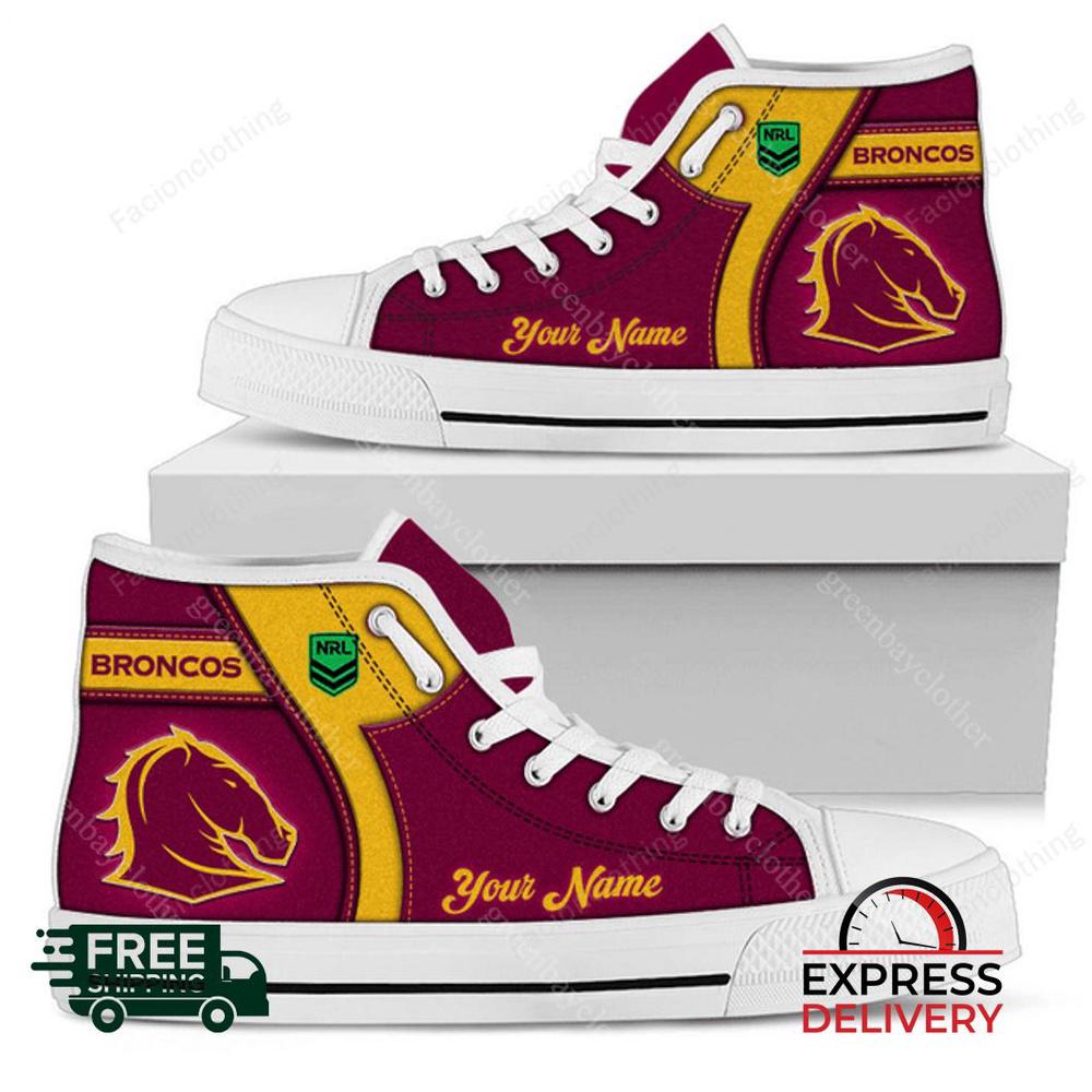 Brisbane Broncos NRL Personalized High Top Canvas Shoes Brisbane Broncos NRL Personalized High Top Canvas Shoes