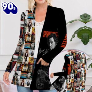 Bruce Springsteen Women’s Patch Pocket Cardigan For Fans
