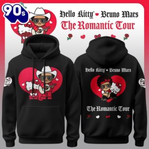 Bruno Mars x Hello Kitty The Romantic Tour 2026 Classic Black Limited Hoodie