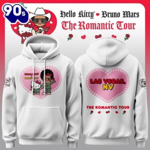 Bruno Mars x Hello Kitty The Romantic Tour 2026 Pink and White Limited Hoodie