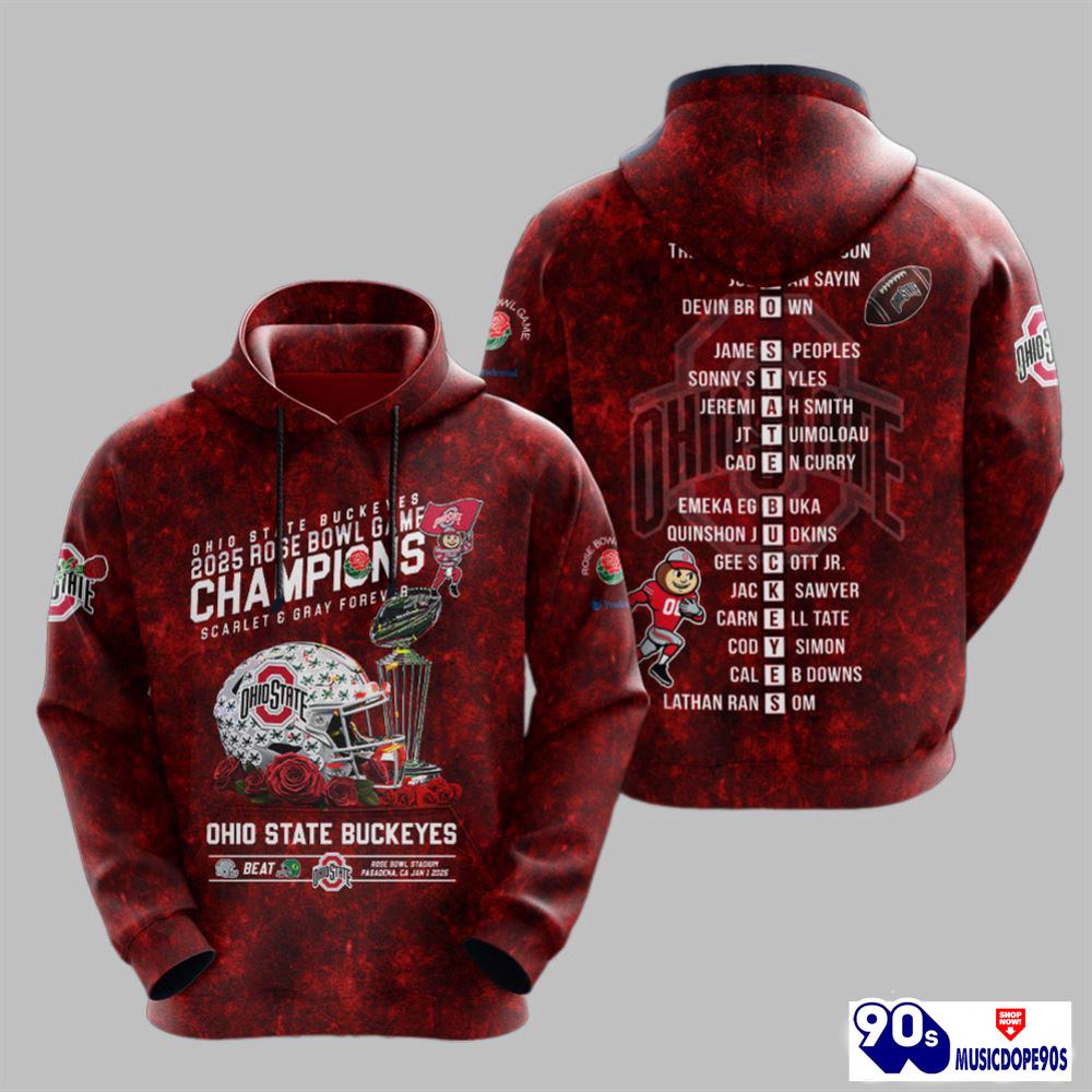 Buckeyes 2025 Rose Bowl Game Champions Scarlet Gray Forever Shirt Buckeyes 2025 Rose Bowl Game Champions Scarlet Gray Forever Shirt