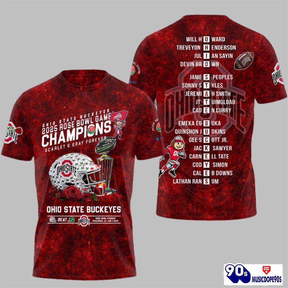 Buckeyes 2025 Rose Bowl Game Champions Scarlet Gray Forever Shirt Buckeyes 2025 Rose Bowl Game Champions Scarlet Gray Forever Shirt