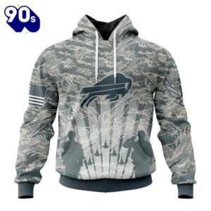 Buffalo Bills Air Force Camo Hoodie – Military Tribute Pullover for NFL Fans