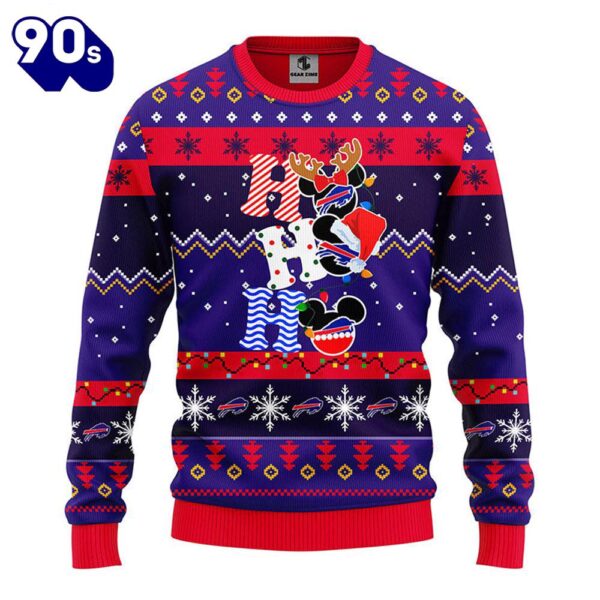 Buffalo Bills HoHoHo Mickey Christmas Ugly Sweater  Gift Christmas