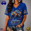 Buffalo Bills NFL Different, Not Less Autism Awareness V neck T Shirt, NFL Fan V Neck Shirt