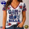 Buffalo Bills NFL Football Flowers Team Pride V Neck T Shirt, NFL Fan V Neck Shirt