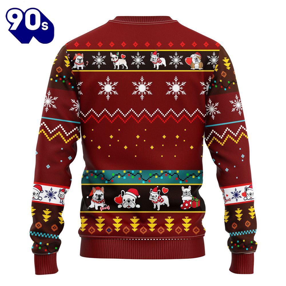 Bull Dog Cartoon Noel Mc Ugly Christmas Red Brown Bull Dog Cartoon Noel Mc Ugly Christmas Red Brown
