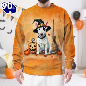 Bull Terrier Dog In Spooky…