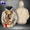 Bulldog Christmas Hoodie All Over Print  , Pet Christmas 3d Shirt