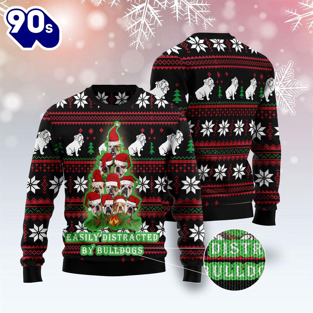 Bulldog Pine Tree Christmas Ugly Christmas Sweater Bulldog Pine Tree Christmas Ugly Christmas Sweater
