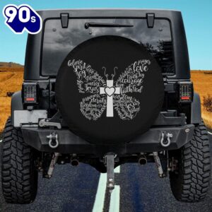 Butterfly Cross Christian Butterfly Jesus Christian Spare Tire Cover – Christian Tire Cover Car Decor