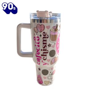 Cafecito Y Chisme 40 oz Travel Mug Coffee Pan Dulce Tumbler with Conchas