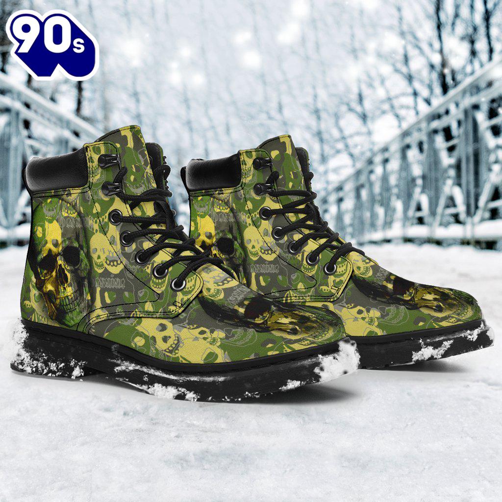 Camo Skull Leather Boots Amazing Gift Idea Camo Skull Leather Boots Amazing Gift Idea