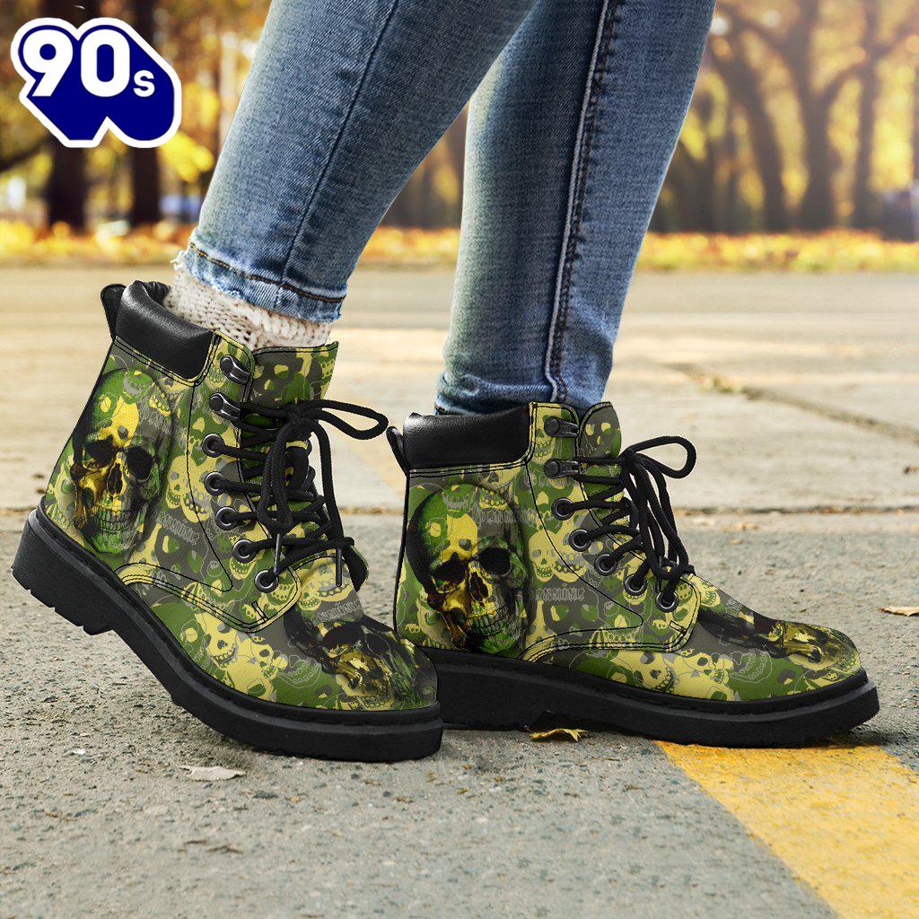 Camo Skull Leather Boots Amazing Gift Idea Camo Skull Leather Boots Amazing Gift Idea
