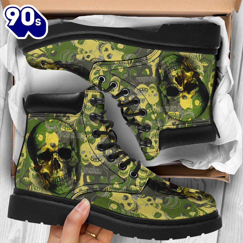 Camo Skull Leather Boots Amazing Gift Idea Camo Skull Leather Boots Amazing Gift Idea